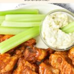 Celery sticks and gluten-free buffalo chicken wings