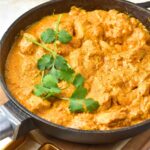 Butter chicken in a cast iron skillet