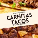 Collage of images of carnitas tacos