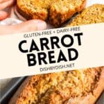 Collage of images of carrot bread