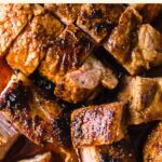 Top down view of steak bites