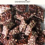 Top down view of chocolate quinoa crisps on parchment