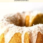 Coconut bundt cake with glaze.