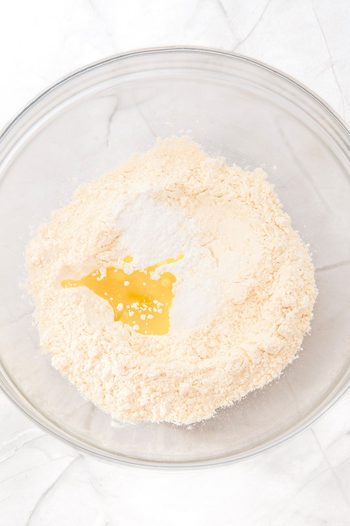 Oil on top of flour mixture