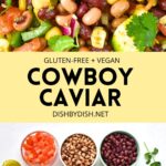 Collage of images of cowboy caviar and ingredients