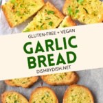 Collage of images of garlic bread.