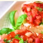 Up close view of gluten-free bruschetta