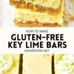 Collage of images of gluten-free key lime bars.