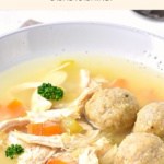 Matzo ball dumplings in soup.