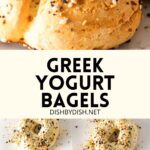 Collage of images of gluten-free greek yogurt bagels