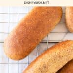 Up close shot of hot dog buns on cooling rack.