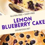 Collage of images of lemon blueberry cake.