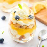 Up close view of a lemon dessert cup