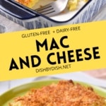 Collage of photos of mac and cheese bake.