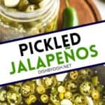 Pinterest image for easy pickled jalapeños