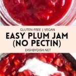 Collage of images of plum jam (no pectin)