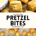 Collage of images of gluten-free pretzel bites