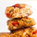 A stack of gluten-free salmon cakes