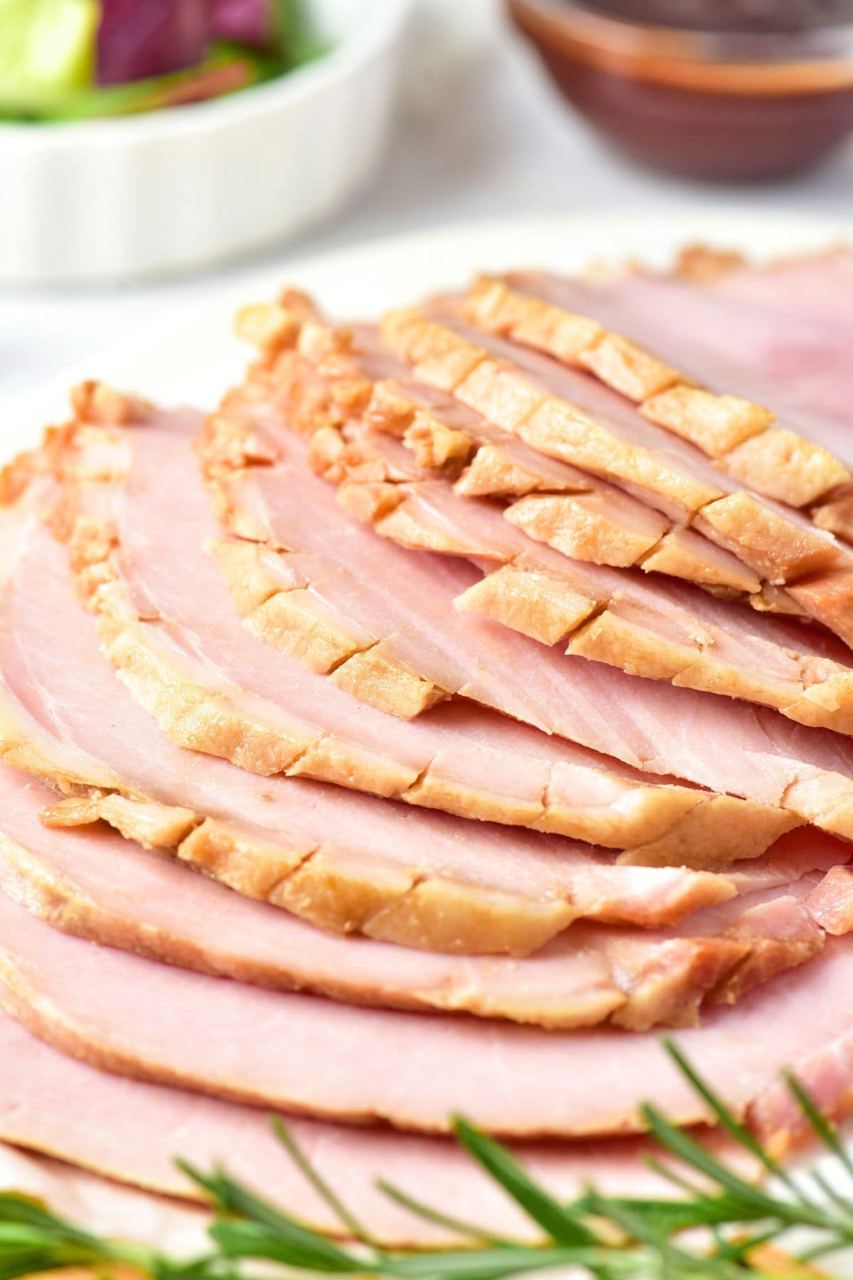 Up close images of ham slices