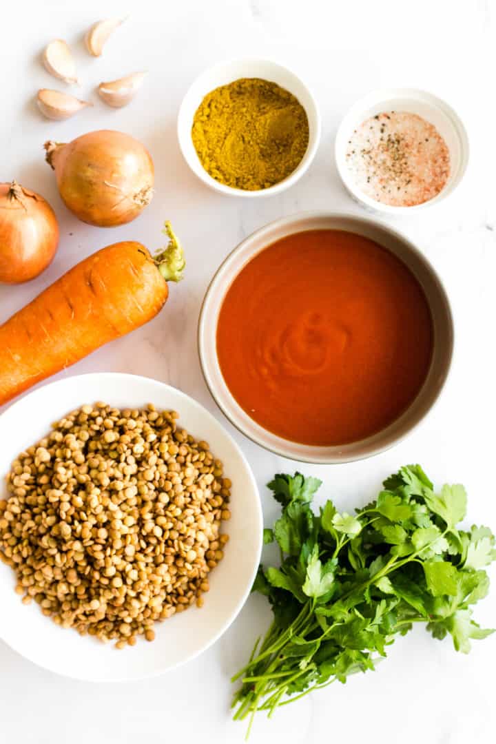 Slow Cooker Lentil Curry ingredients
