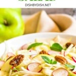 Fennel and apple salad in a white bowl.