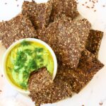 Flaxseed crackers and guacamole