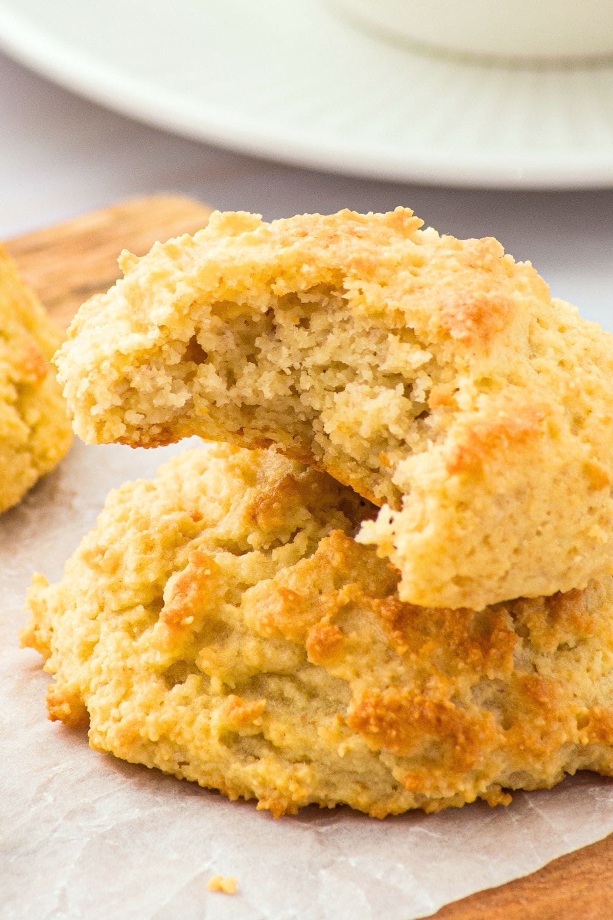 A stack of half-eaten low carb biscuits