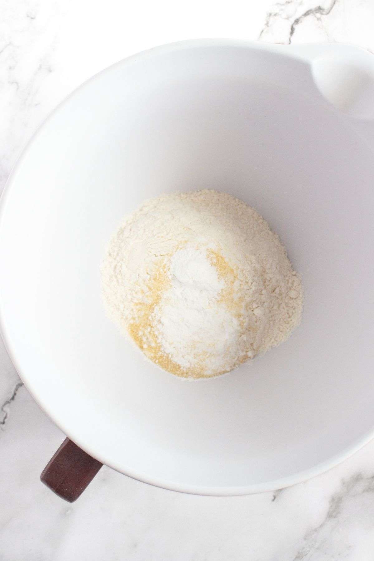 A bowl with dry ingredients