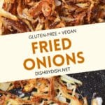 Collage of images of gf fried onions.