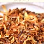 Homemade fried onions on a plate.