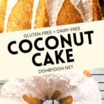 Collage of images of coconut cake.