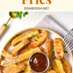 Top down view of a plate of halloumi fries