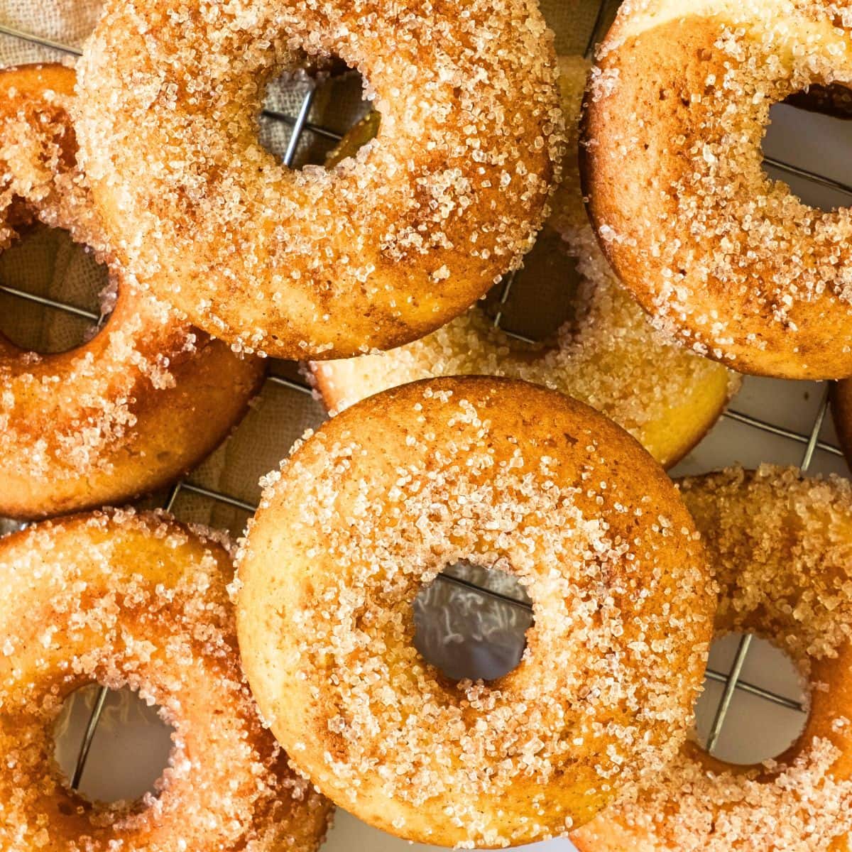 Gluten-free apple cider donuts on wire rack