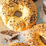 Top down view of homemade everything bagels