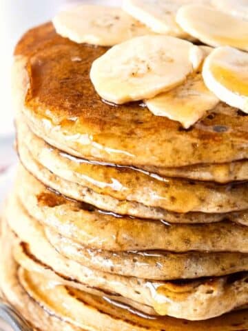 A stack of banana pancakes.
