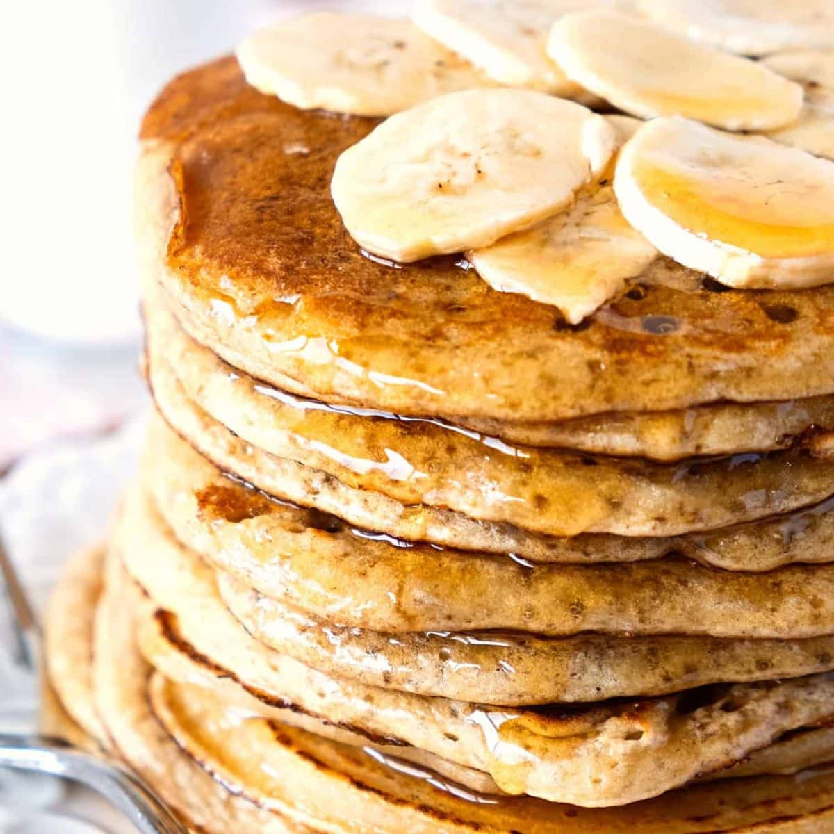 A stack of banana pancakes.