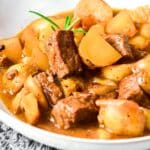 A bowl of beef stew (gluten-free)