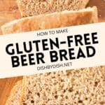 Collage of images of gf beer bread slices.