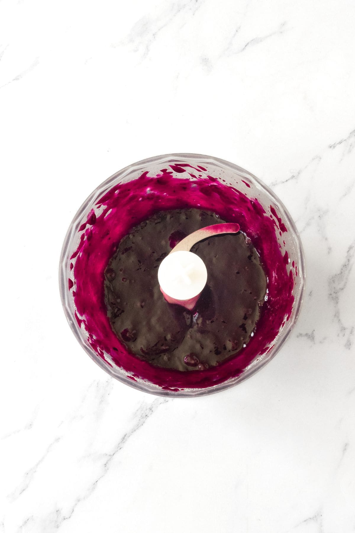 Blueberry puree in food processor