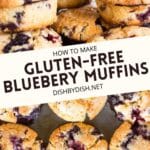 Collage of images of gluten-free blueberry muffins