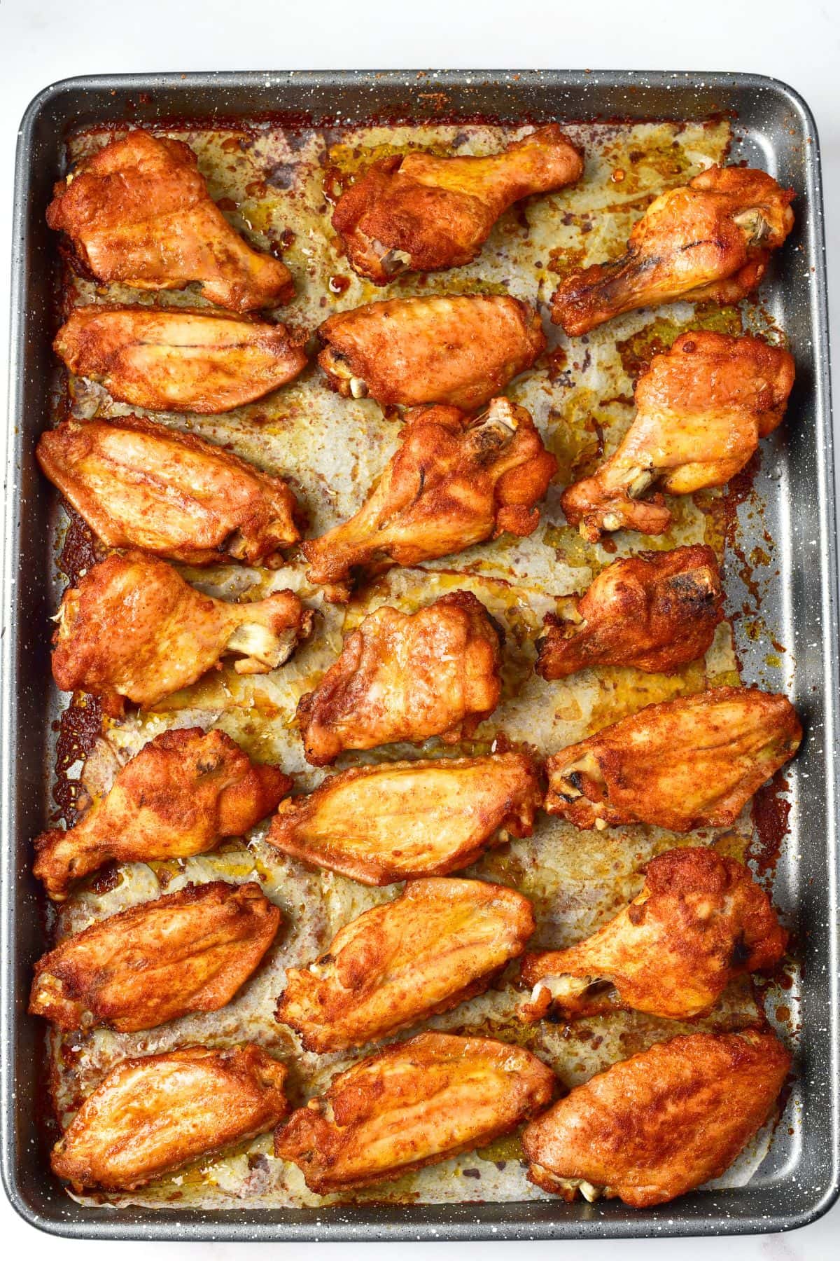 Crispy wings on baking sheet