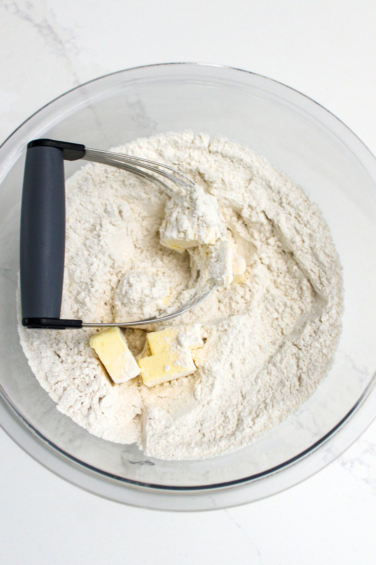 Cutting butter into flour mixture