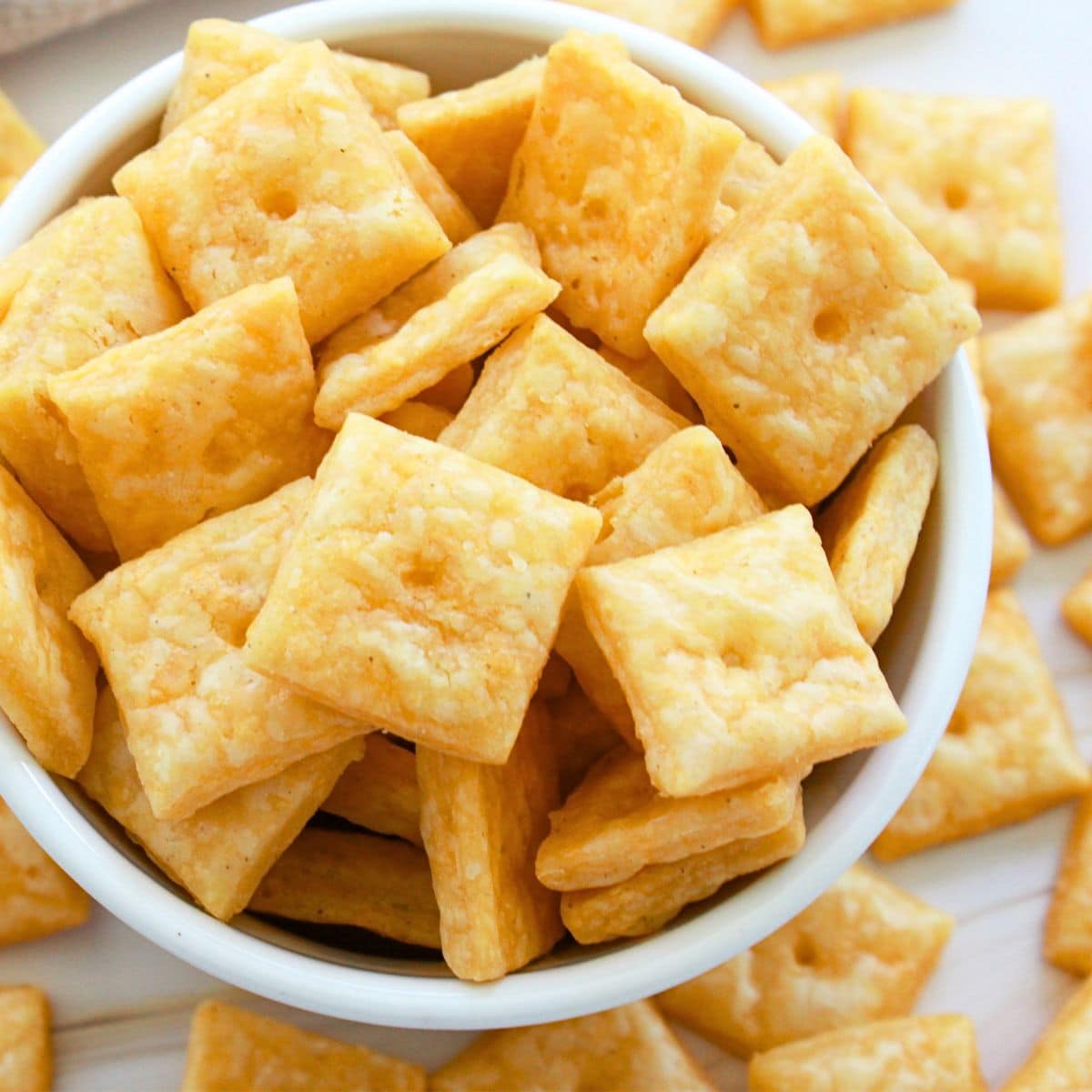 A bowl of gluten-free Cheez Its