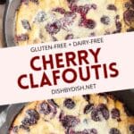 Collage of images of cherry clafoutis