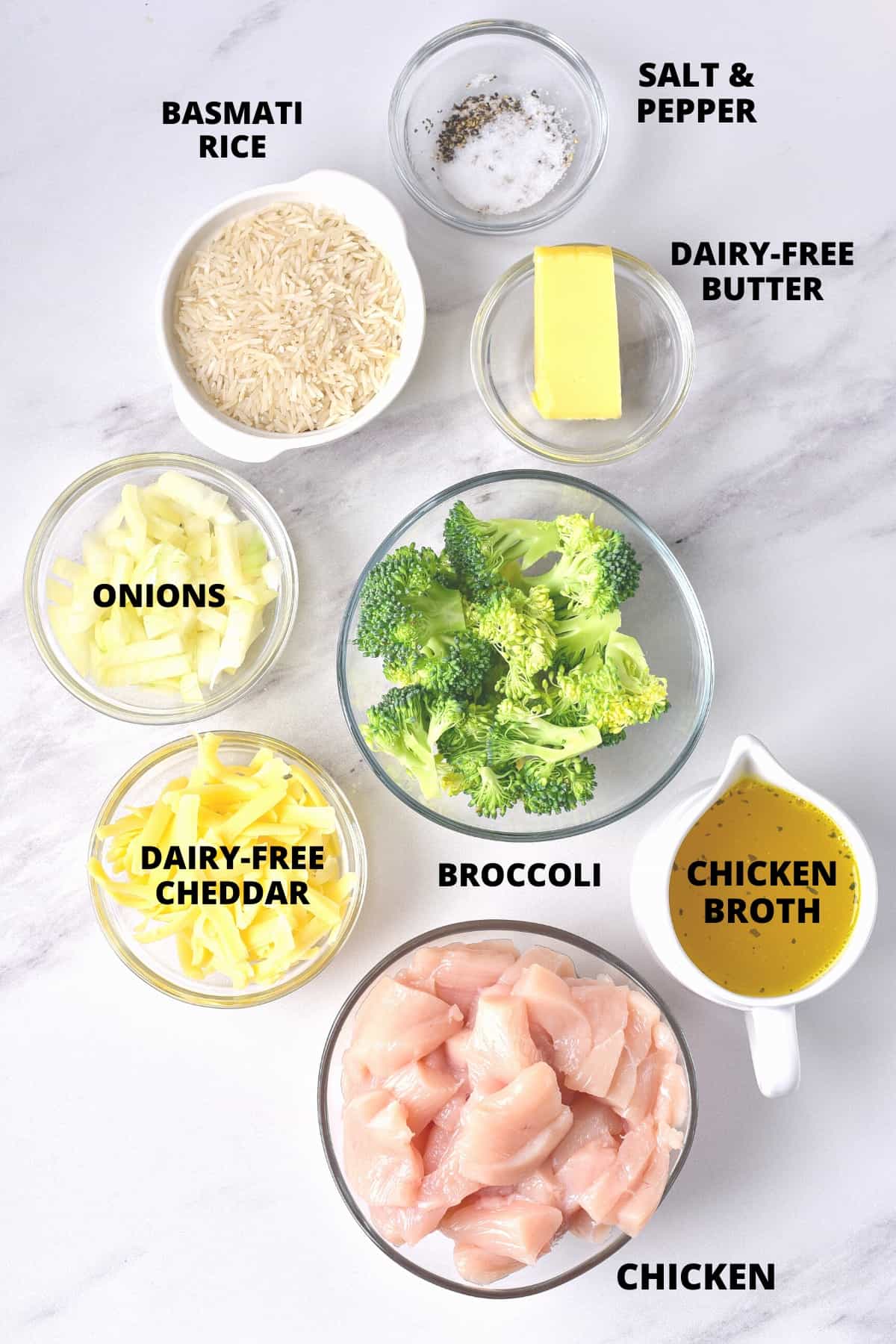 Ingredients required for gluten-free chicken rice bake