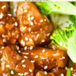 Up close view of gluten-free chicken teriyaki and broccoli