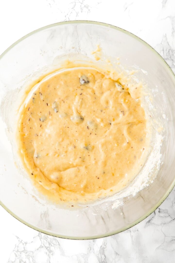 Batter with chocolate chips in bowl