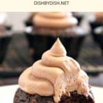 Up close shot of half-eaten chocolate cupcakes