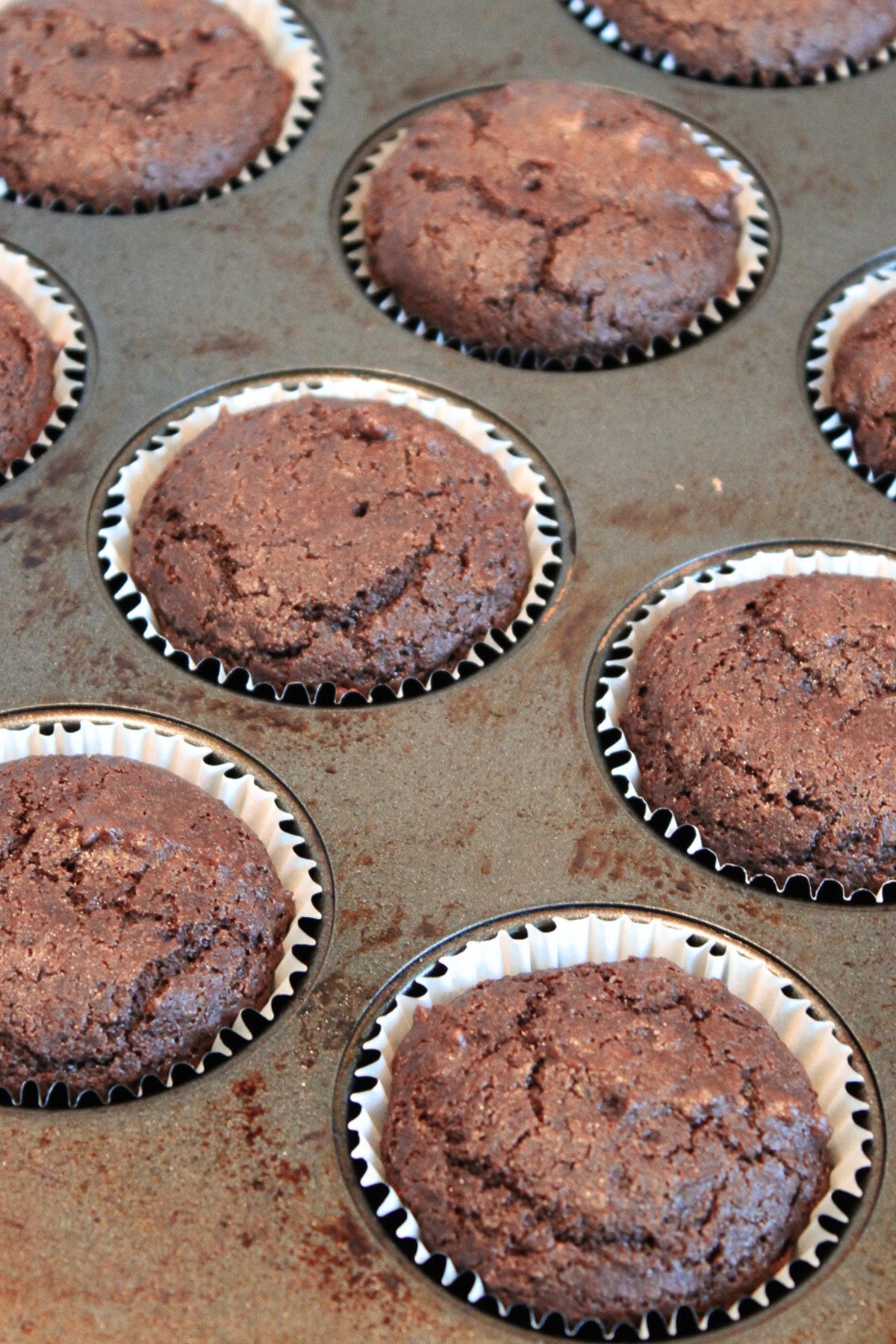 Baked gf chocolate muffins in liners