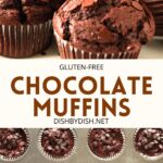 Collage of images of chocolate muffins.
